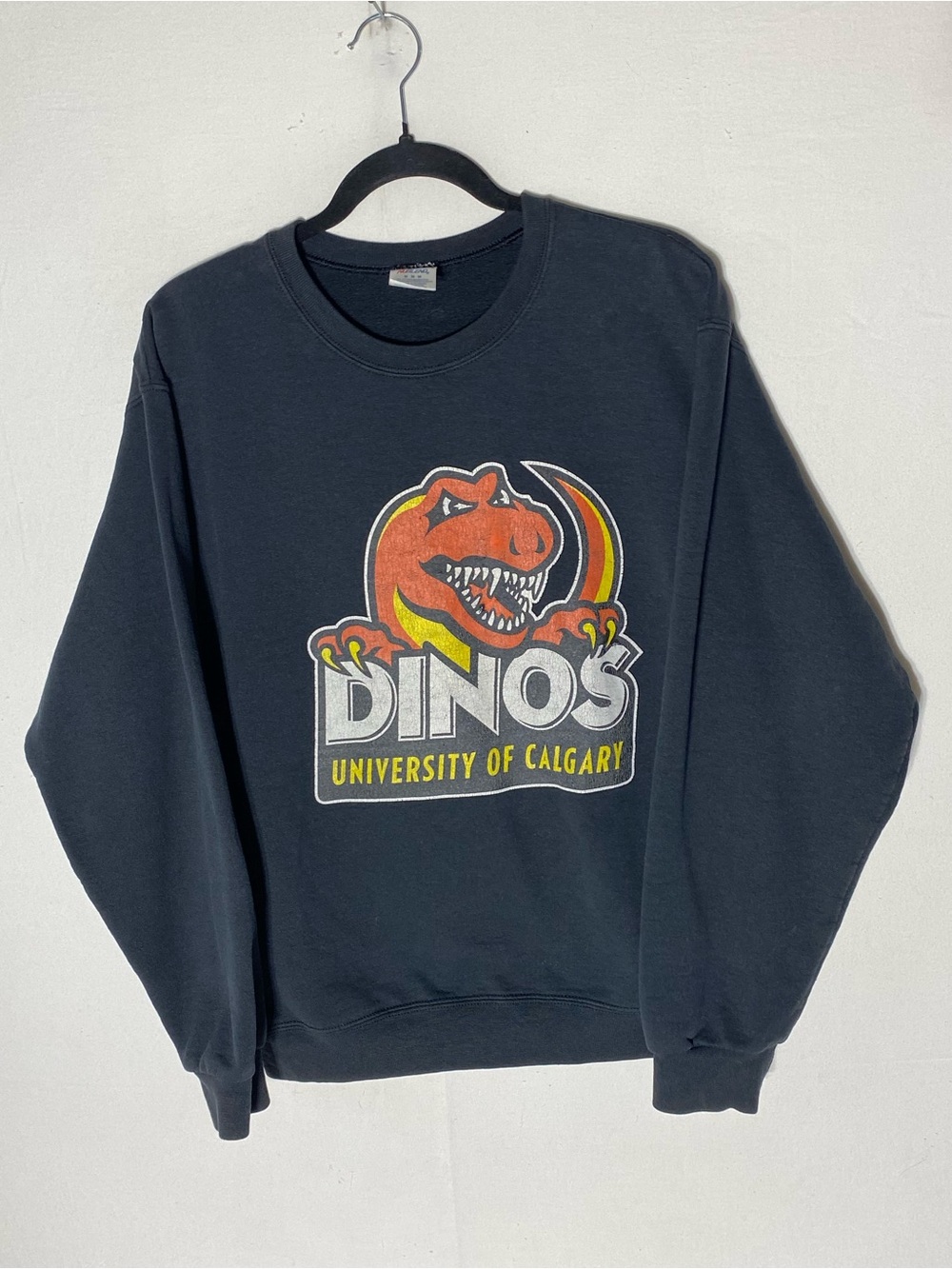 Vintage Jerzees University of Calgary Dinos Black Crewneck Sweatshirt M